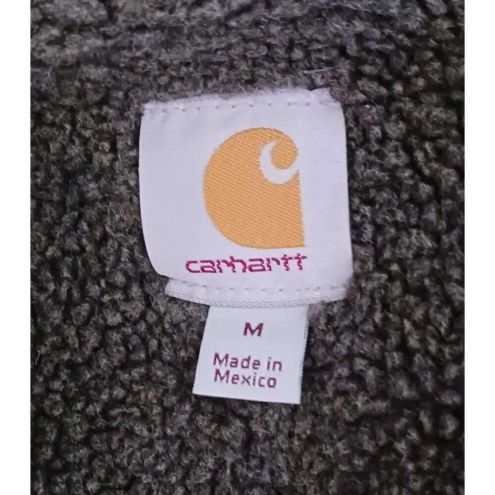 Carhartt Jacket M Coat Sherpa Duck Canvas Chore Distress Fade Paint Rare C61 GVL